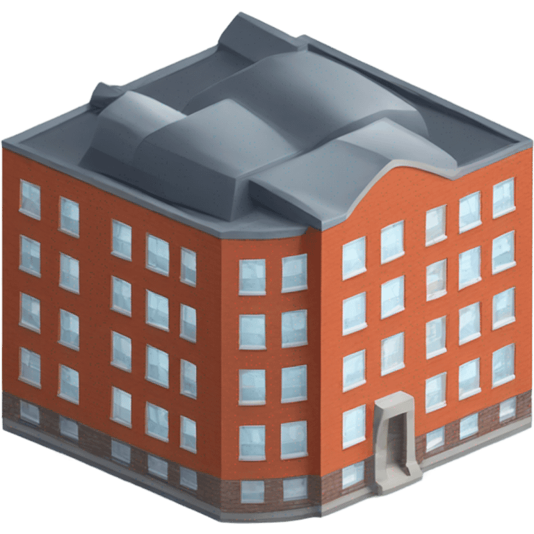 isometric round redbrick modern 1 floor building emoji