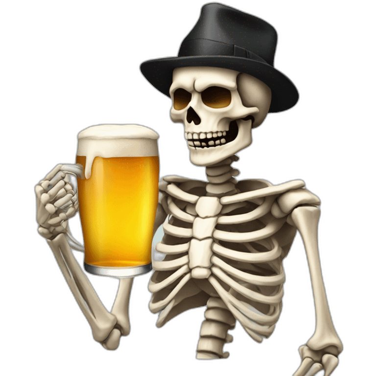 Skeleton with a beer emoji