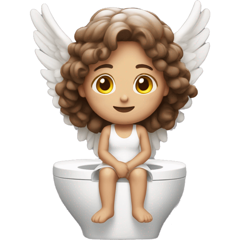 brown hair angel sitting on toilet emoji