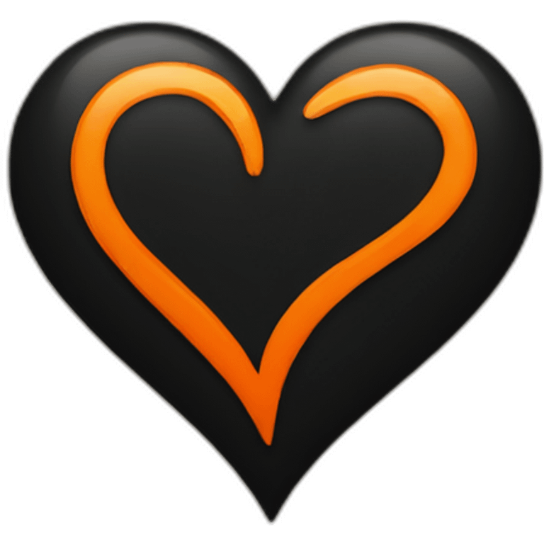 Half black and orange heart emoji