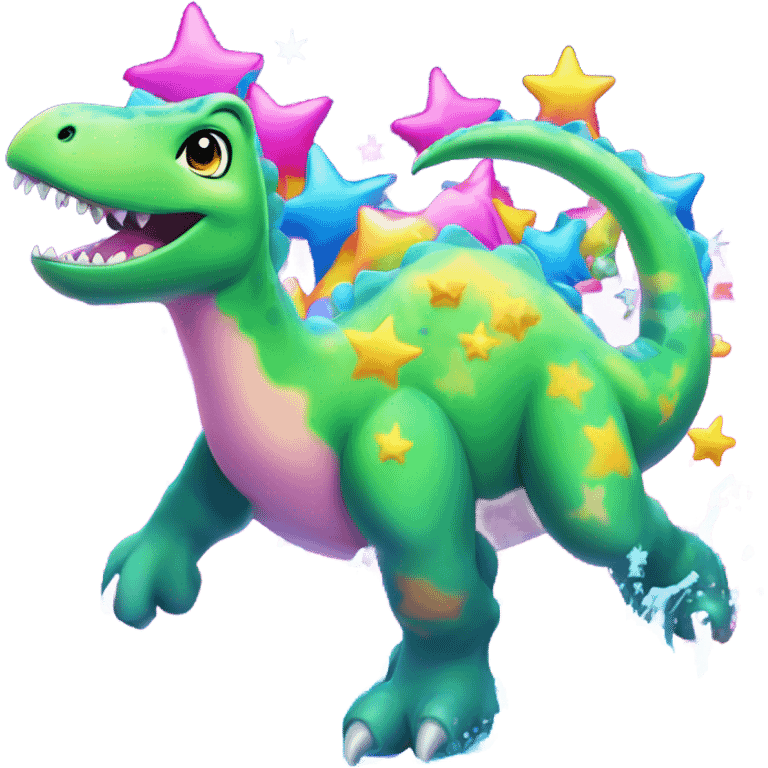 Lisa frank pretty water dinosaur with stars emoji