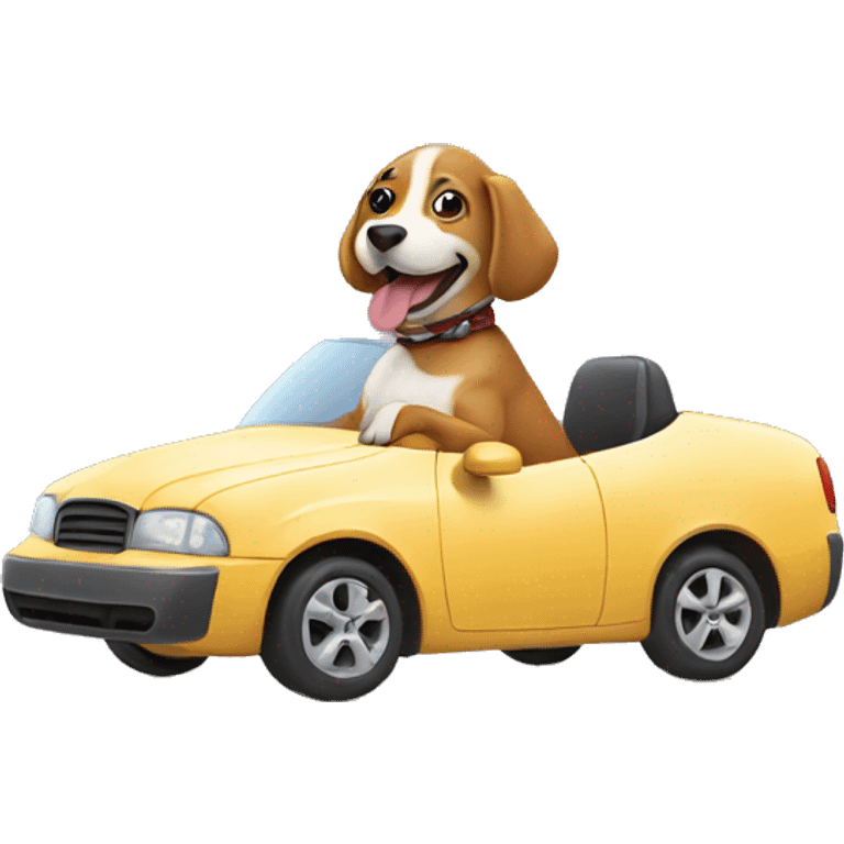 Dog riding a car emoji