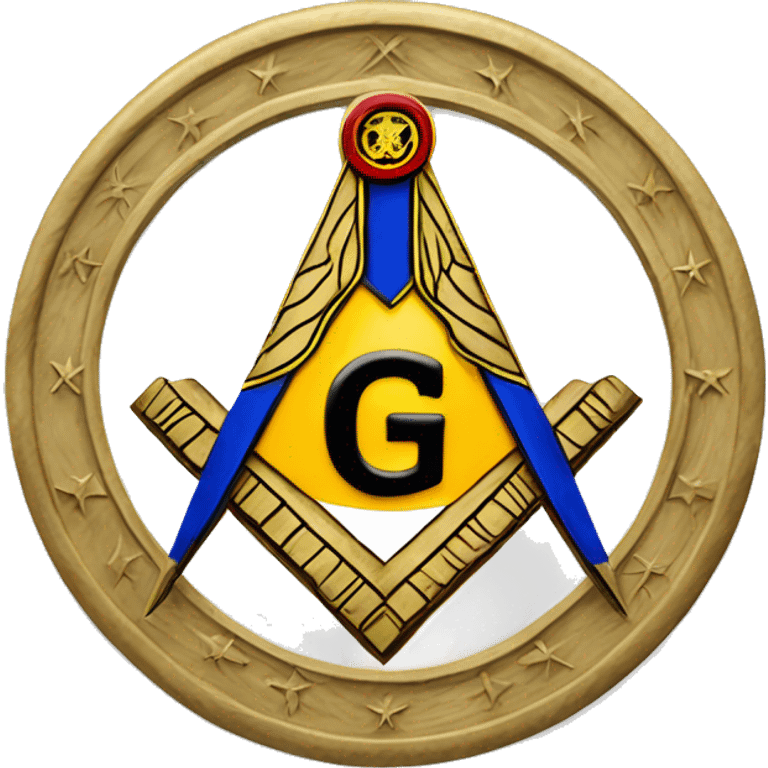 freemason square and compass all blu with letter G in center of square and compass togo and benin flag emoji