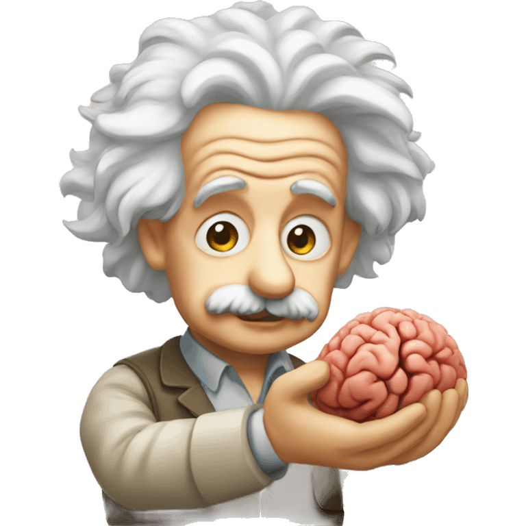 albert einstein holding brain in his hands emoji