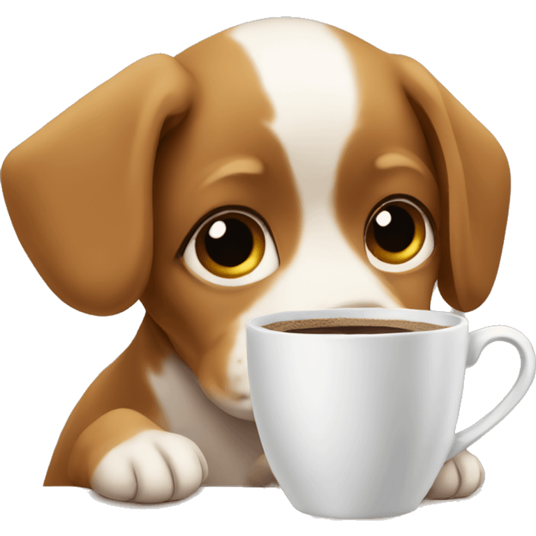 Puppy drinking coffee emoji