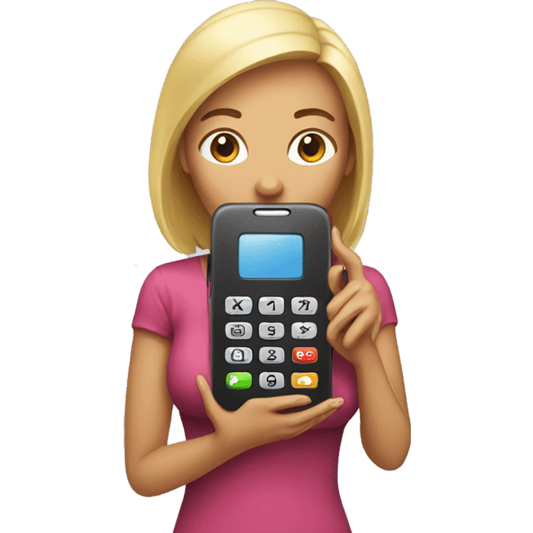 woman showing big phone emoji