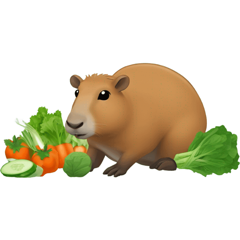 Capybara eating salad emoji