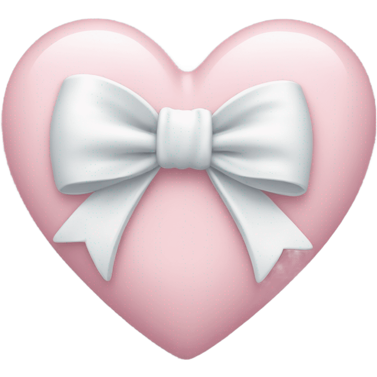 Pastel pink heart with white bow emoji