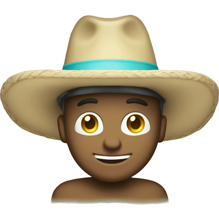 emoji sonriente con sombrero celeste y blanco emoji