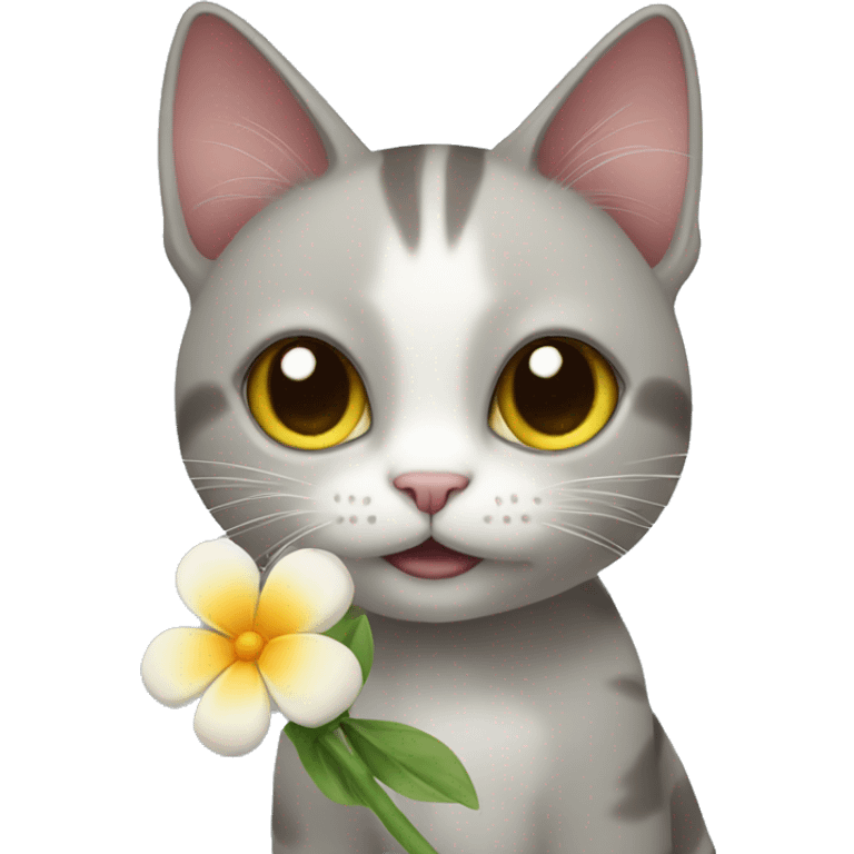 Cat holding a flower emoji