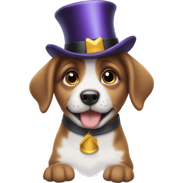 A TOK emoji of a puppy with a magician's hat on emoji