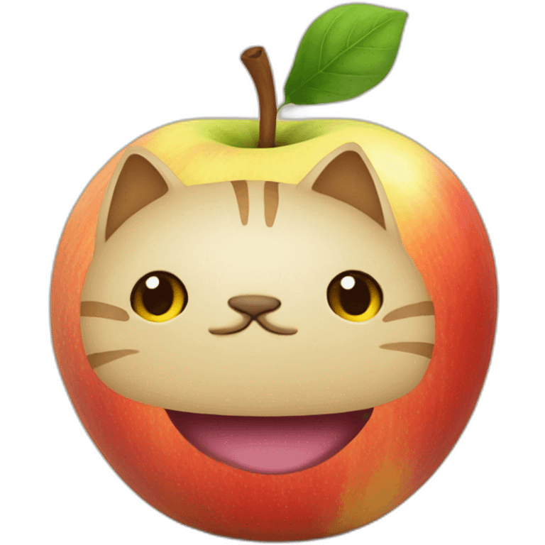 un chat sur une pomme emoji