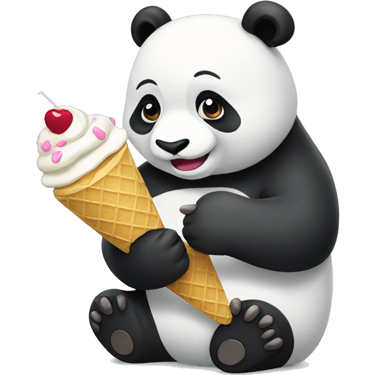 Panda eating ice cream emoji