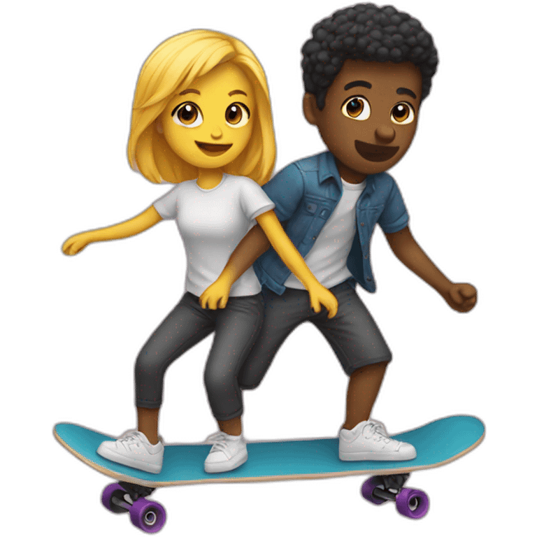 Two lovers on skateboard emoji