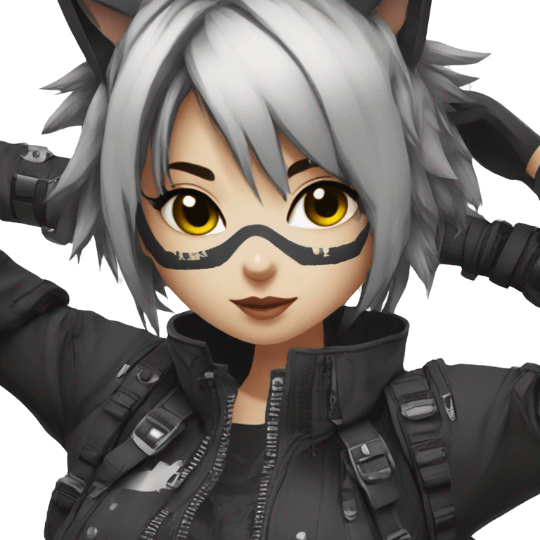 Edgy Cartoon Anime Punk Techwear Catgirl emoji