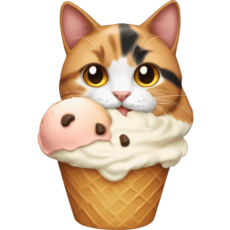 Icecream with calico cat emoji