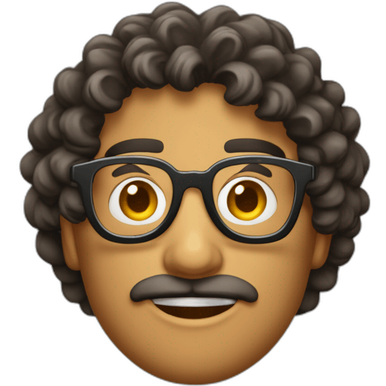 chico alto guapo pelo rizado moreno con gafas redondas y 19 años emoji