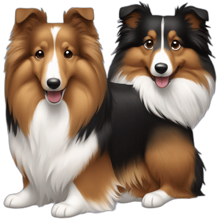 sable sheltie and bi-black sheltie are friends emoji