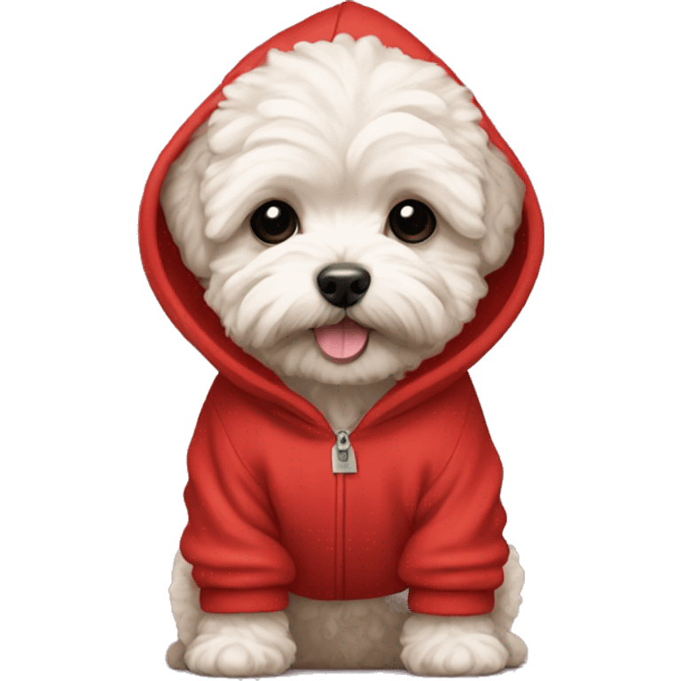 Maltipoo Wearing a red hoodie  emoji