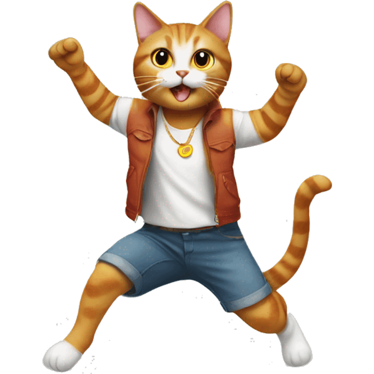 cat doing jumping jacks dressed like juno emoji