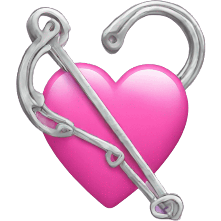 Safety pin with pink heart emoji