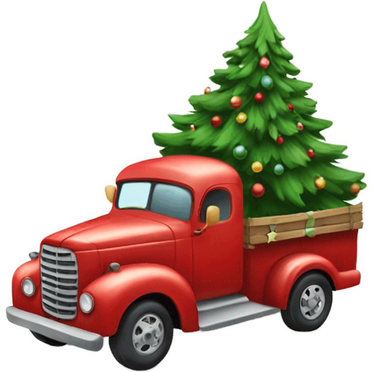 christmas truck with christmas tree emoji