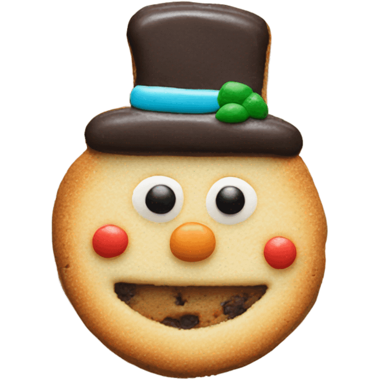 Snowman face cookie emoji