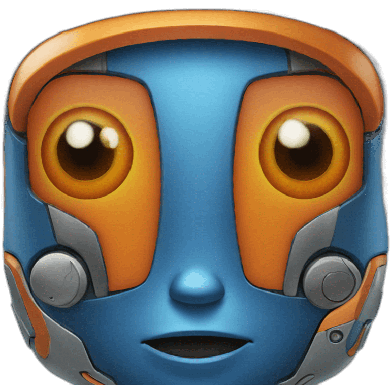 blue and orange robot face emoji