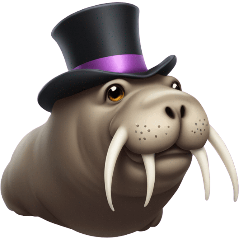 A magical walrus with a tophat emoji