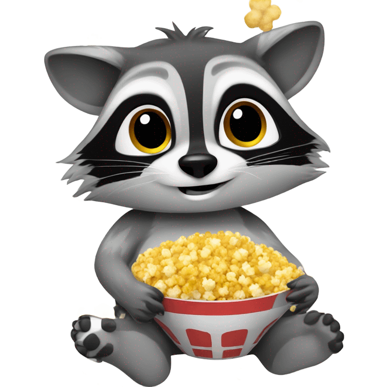 Raccoon eating popcorn  emoji