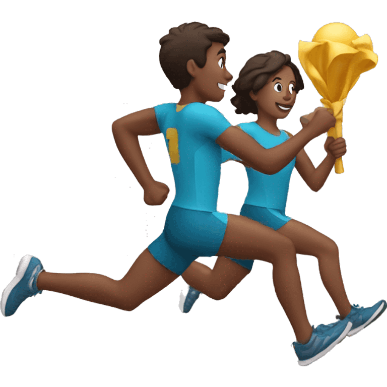 Passing the baton to another while running emoji