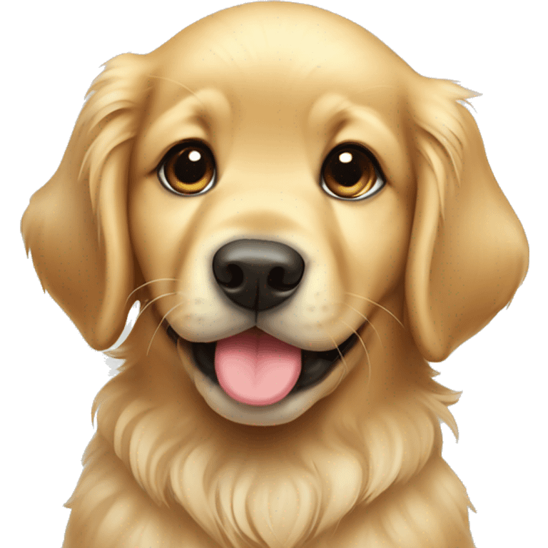 Cute puppy golden retriever with Christmas bow around neck emoji