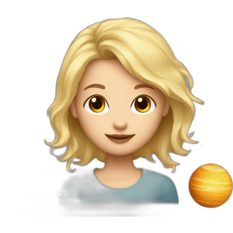 A blonde girl with planets around her emoji