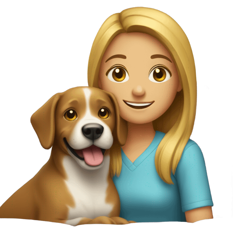 smiling girl with dog couch emoji