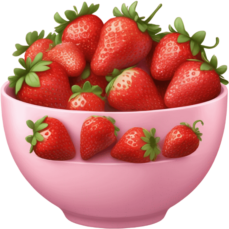 large fancy pastel pink bowl of strawberries emoji