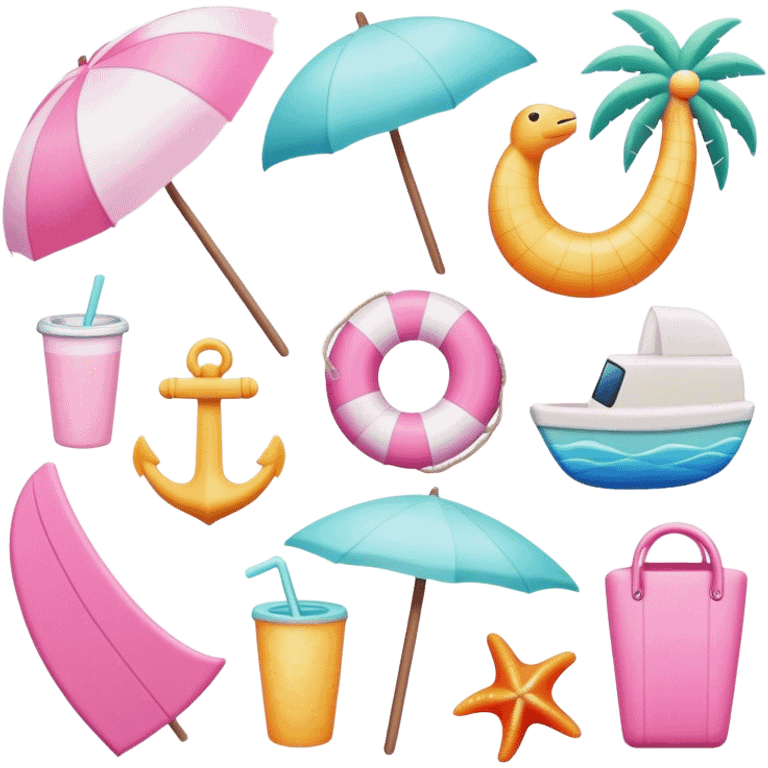 Pink,items,beached themed emoji