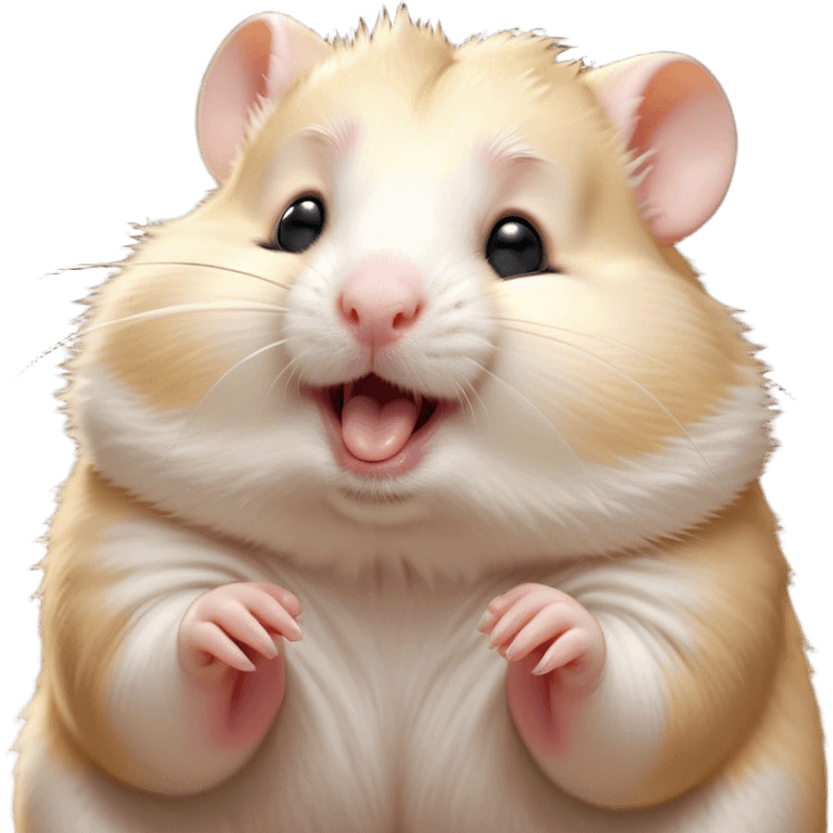 Cinematic Cute Yawning Cream Hamster Portrait Emoji, Head tilted slightly with a dramatic, wide-open yawn, showcasing a soft, pristine cream fur with tiny droopy ears, round dark eyes barely open in drowsy contentment, Simplified yet irresistibly adorable features, highly detailed, glowing with a soft, cozy glow, high shine, relaxed yet expressive, stylized with a touch of whimsy, bright and endearing, soft glowing outline, capturing the essence of a sleepy yet affectionate hamster, so drowsy it feels like it could stretch out of the screen and curl up for a nap! emoji