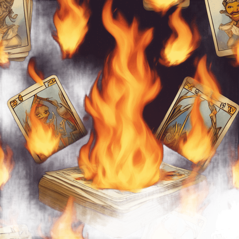 tarot cards in fire emoji