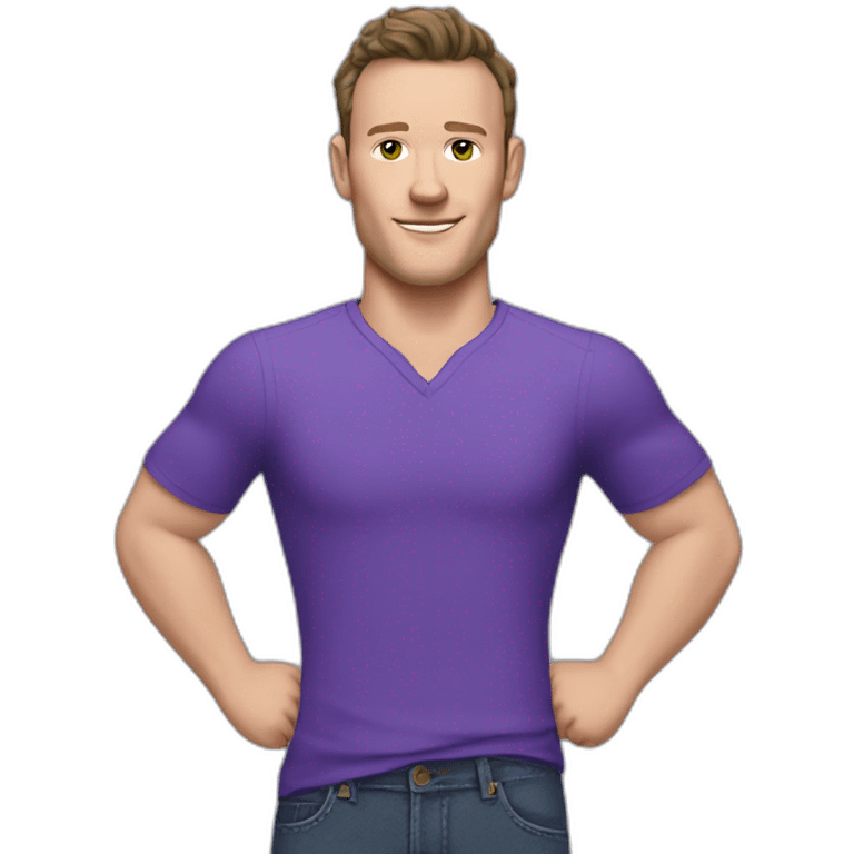 Jonathan Toews wearing a purple shirt and jeans  emoji