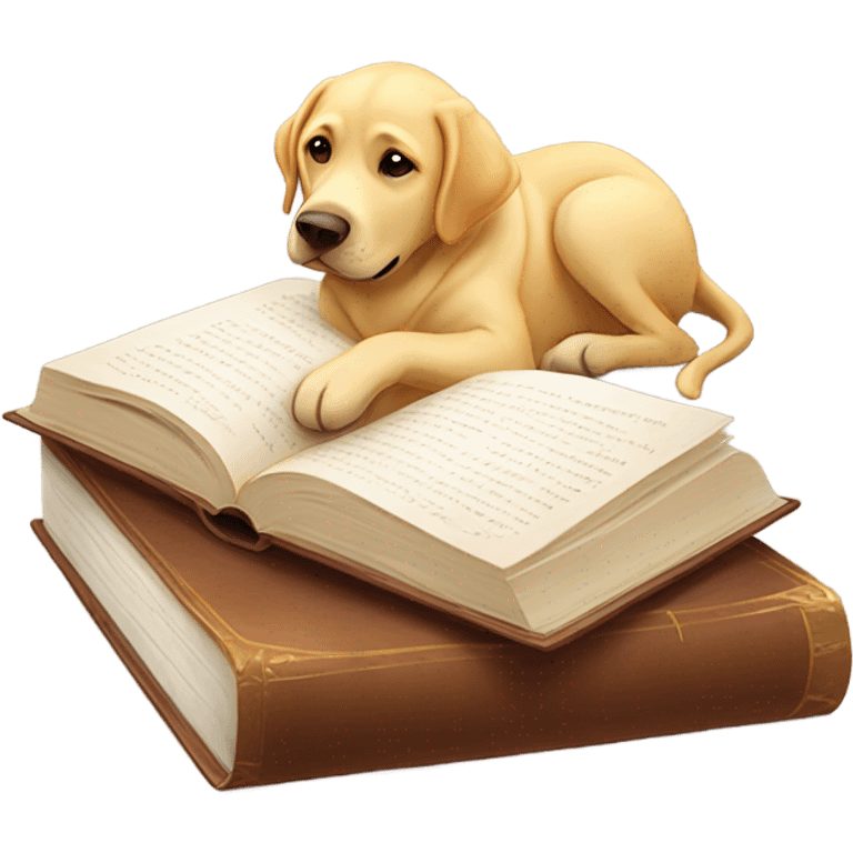 relaxed reading with golden lab emoji