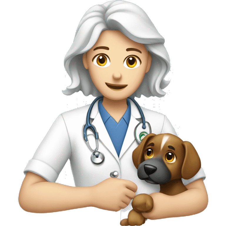 Veterinarian examining pet emoji