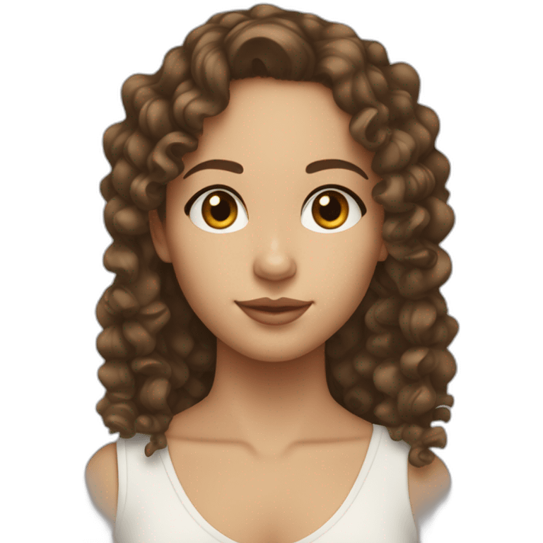 mid-twenties girl, fair skin with brunette curly hair. Similar to Alicia Keys. emoji