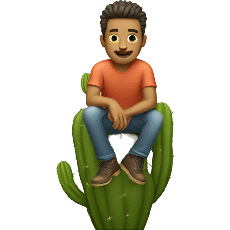 man sitting on cactus emoji