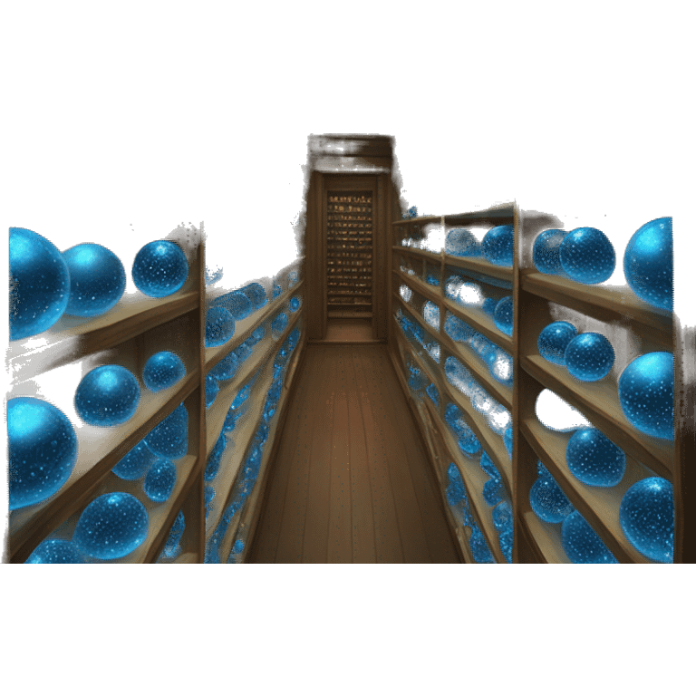 The shelves in the Hall of blue Prophecies are tall and endless, lined with thousands of glass orbs containing prophecies. Each orb glows faintly, housing a record of a prophetic revelation, guarded by magic and accessible only to those directly involved  emoji