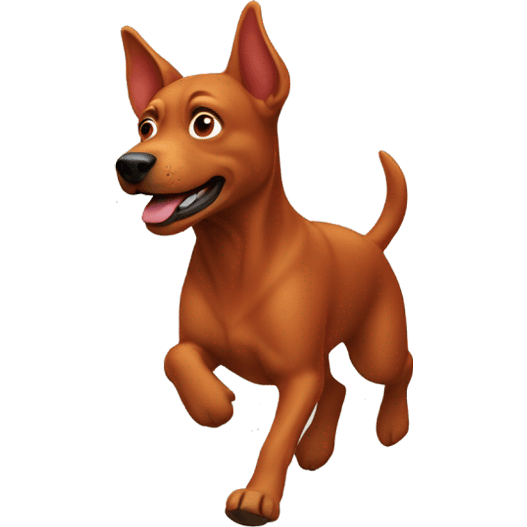 solid red dog with pointed ears running emoji