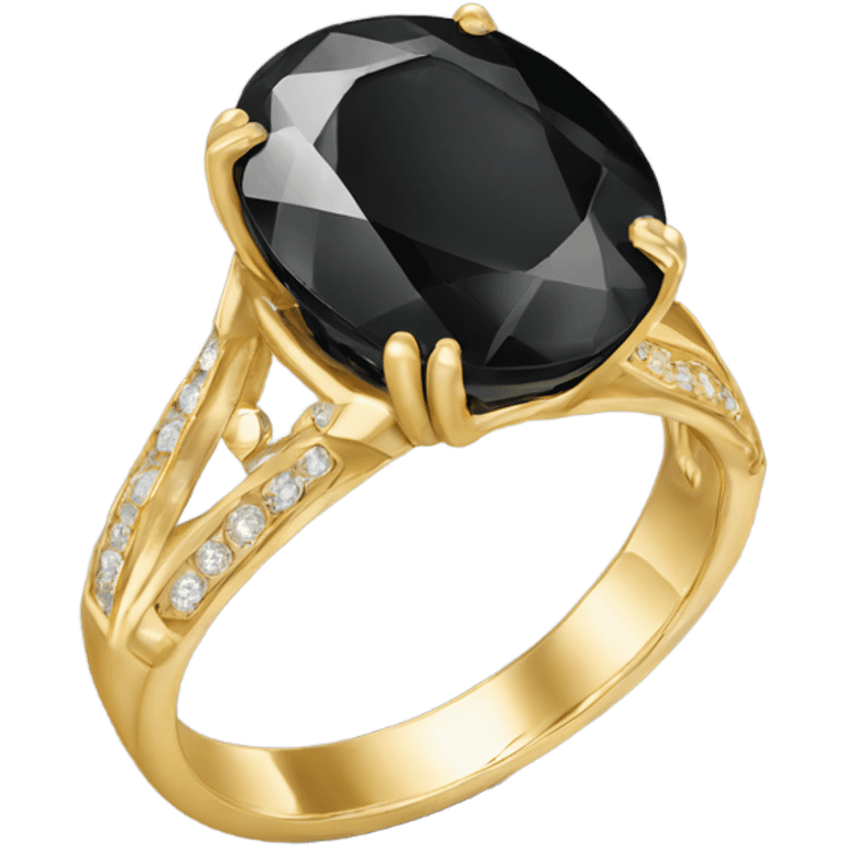 gold ring with black oval diamond emoji