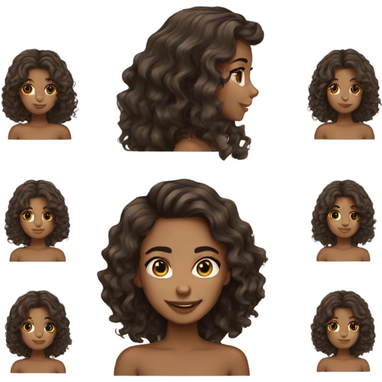 Light brown girl  wavy long hair black emoji