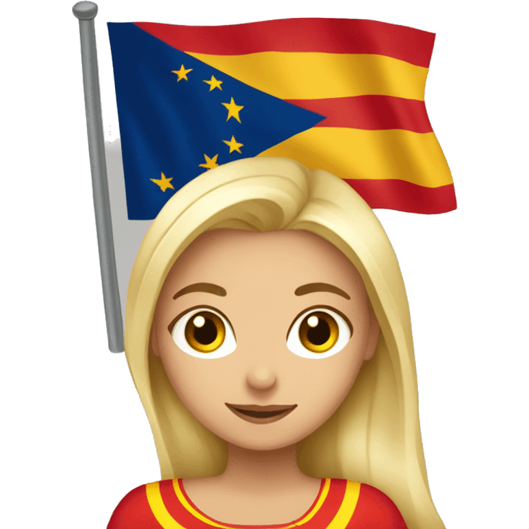 Una chica rubia con la bandera de españa emoji