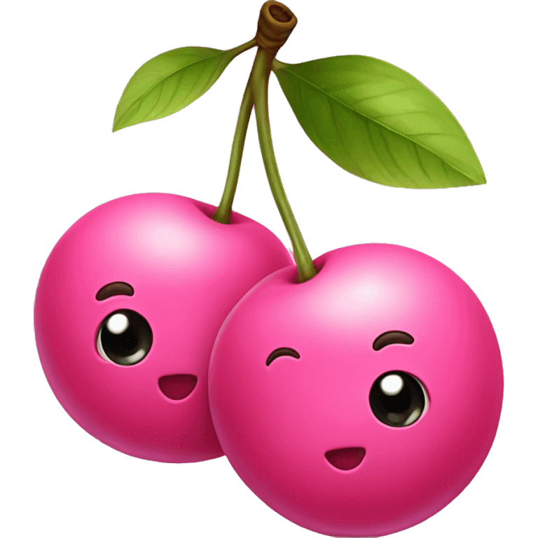 two pink cherries with a bow tying the stems together  emoji