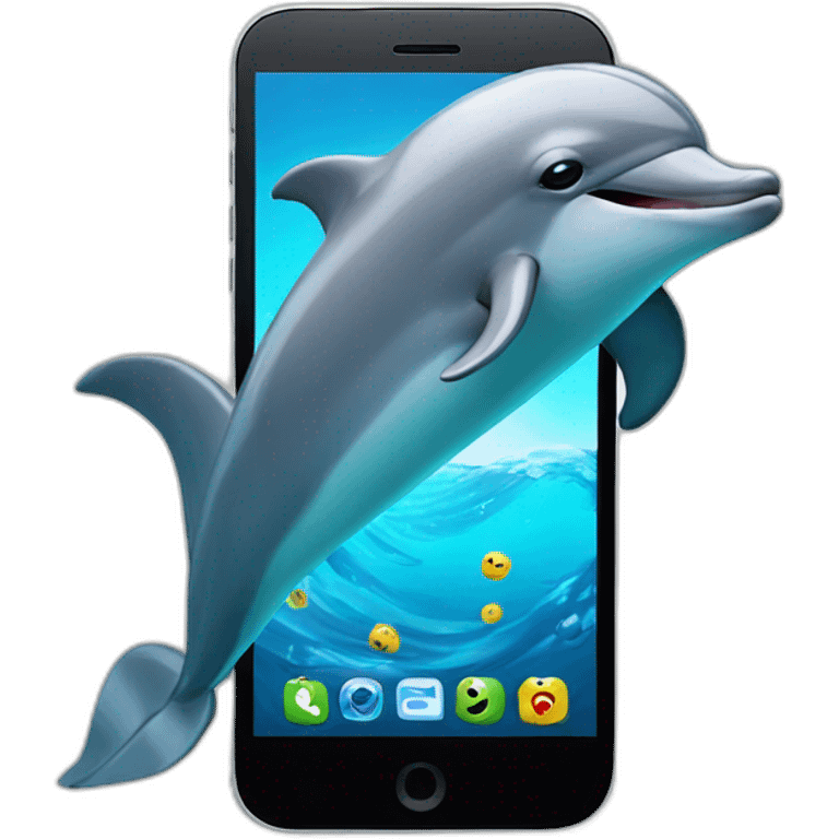 A dolphin whobplay with his smartphone emoji